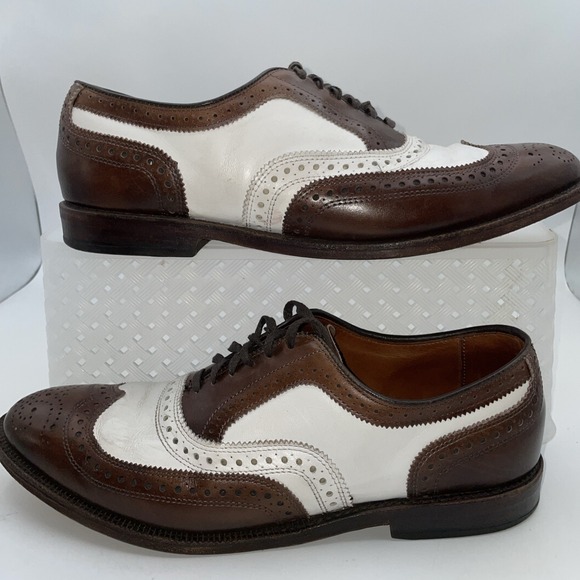 Allen Edmonds Broadstreet Shoes Mens Size 10 D Brown White Spectator Wingtip - Picture 10 of 15